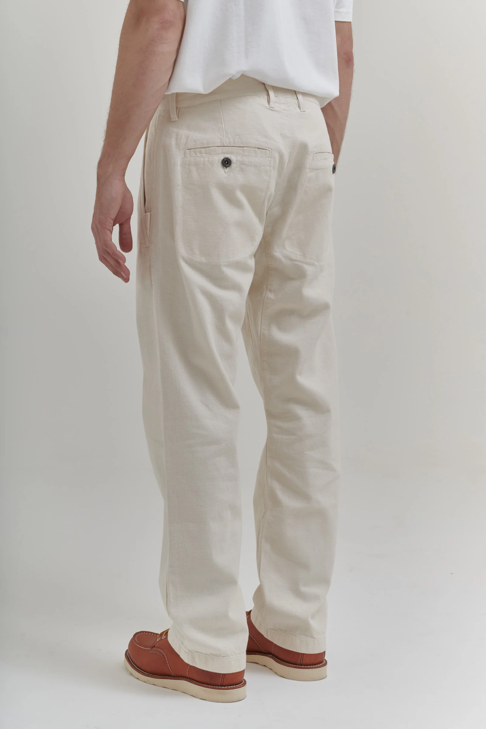 PLEATED WORKER CHINO ECRU - Image 3